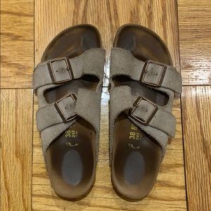 Tan Birkenstock sandals